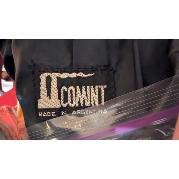 Comint Vintage Black Leather Batwing Bomber Jacket 80s Made in Argentina Medium - Picture 5 of 6